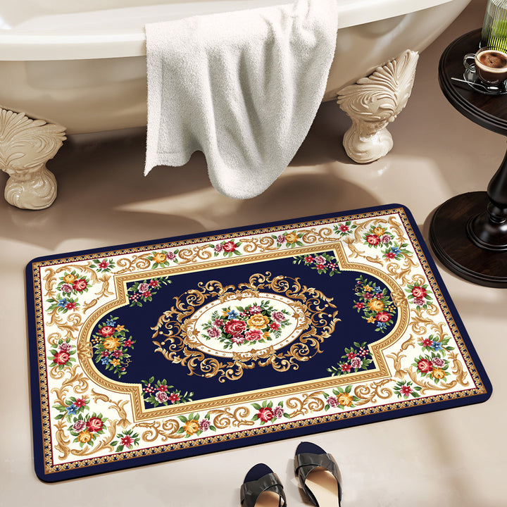 Vintage Floral Design Bath Mat Bowlift