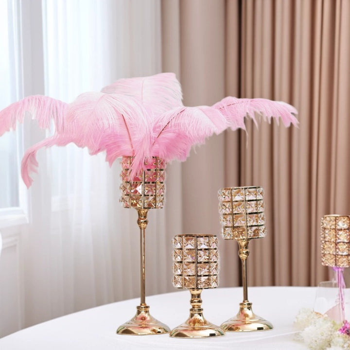 Crystal Embellished Metal Tealight Holder with Tall Pedestal Base Bowlift