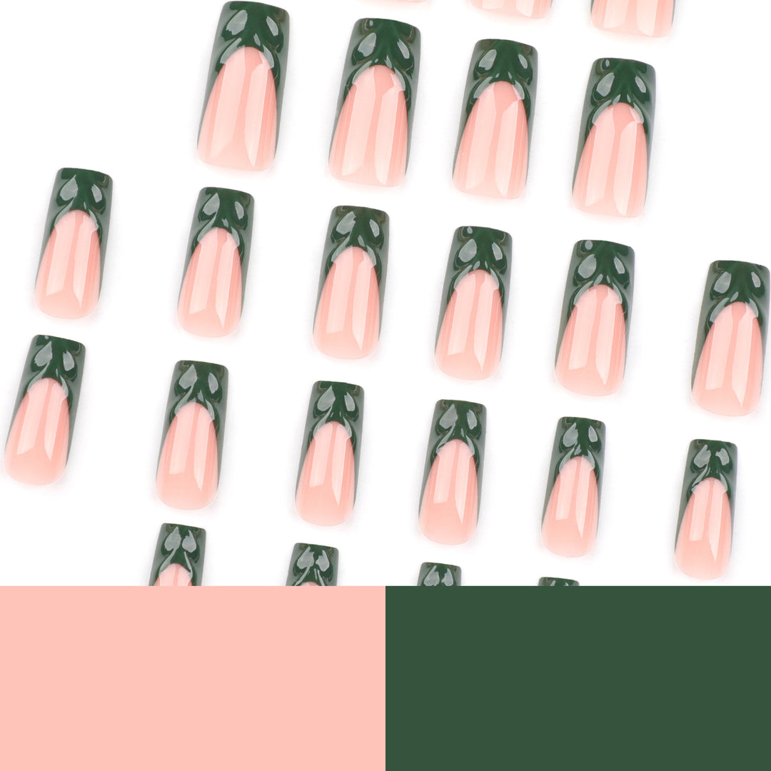 Artful Nail Art with Green Accents Bowlift