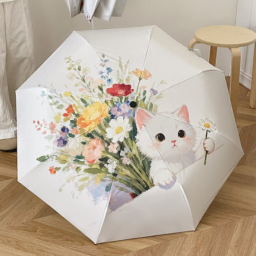 Women's Folding Umbrella with Floral Accents Bowlift