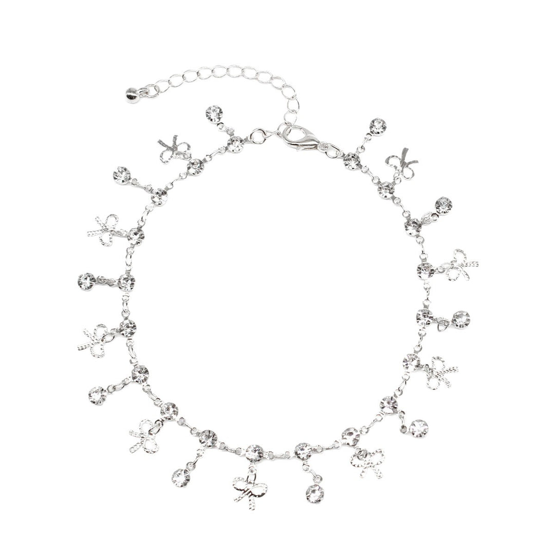 Delicate Crystal Charm Ankle Bracelet Bowlift