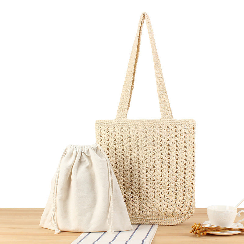 Braided Shopper Bag with Practical Inner Pouch Bowlift