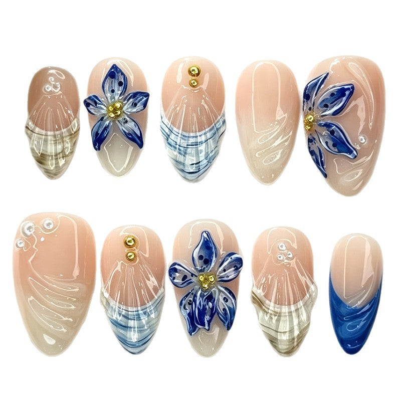 Artistic Floral Accent Press-On Nails Bowlift