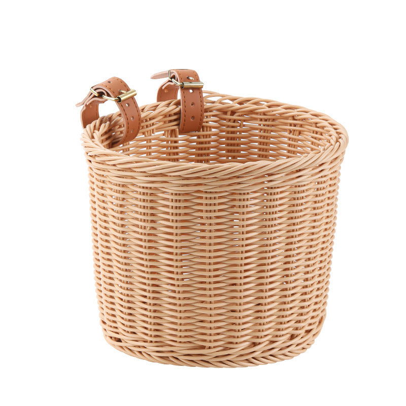 Woven Storage Basket with Vegan Leather Straps Bowlift
