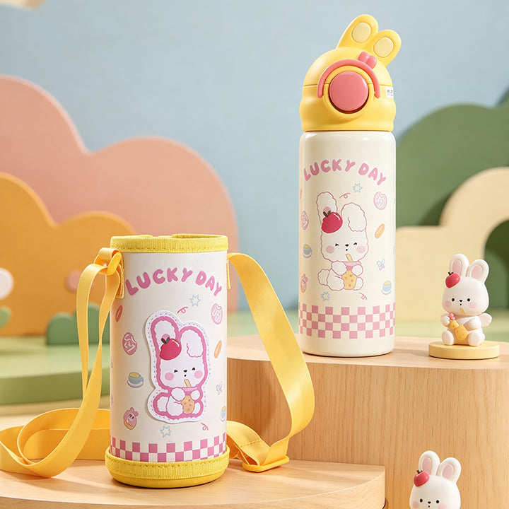 Women's insulated bottle with practical carrying device and playful design Bowlift