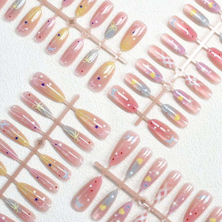 Colorful Patterned Press-On Nail Art Set Bowlift