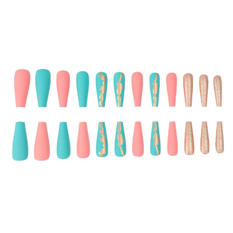 Stylish Long Stiletto Press-On Nails with Unique Matte and Glitter Finish Bowlift