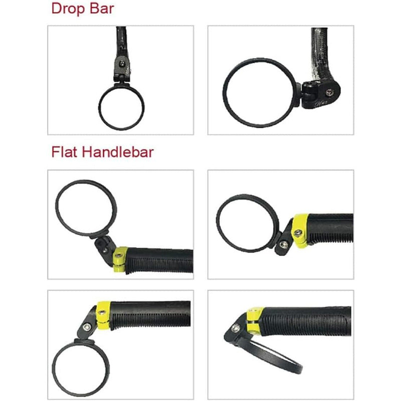 adjustable bicycle bar-end convex safety mirrors with full swivel and anti-glare glass Bowlift