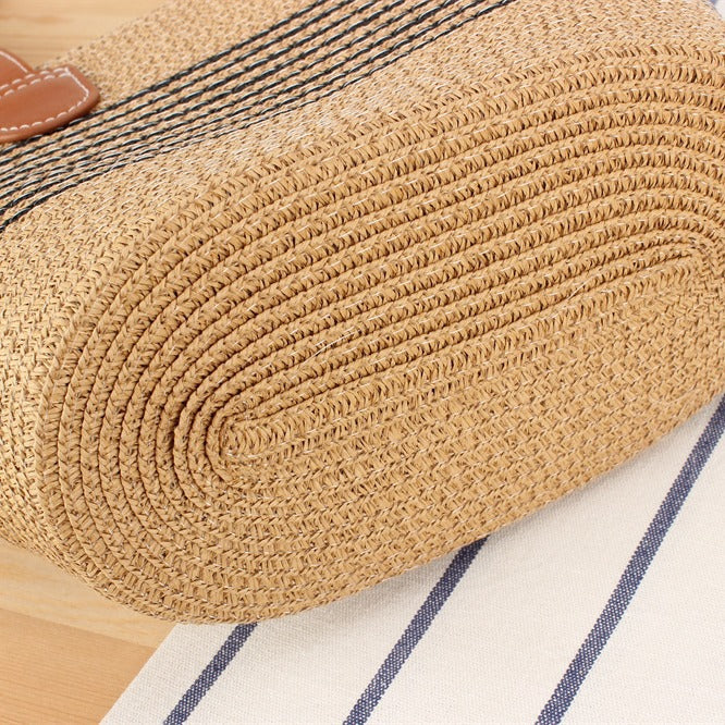 Beach bag with Stylish Woven Design and High-Quality Vegan Leather Handles Bowlift
