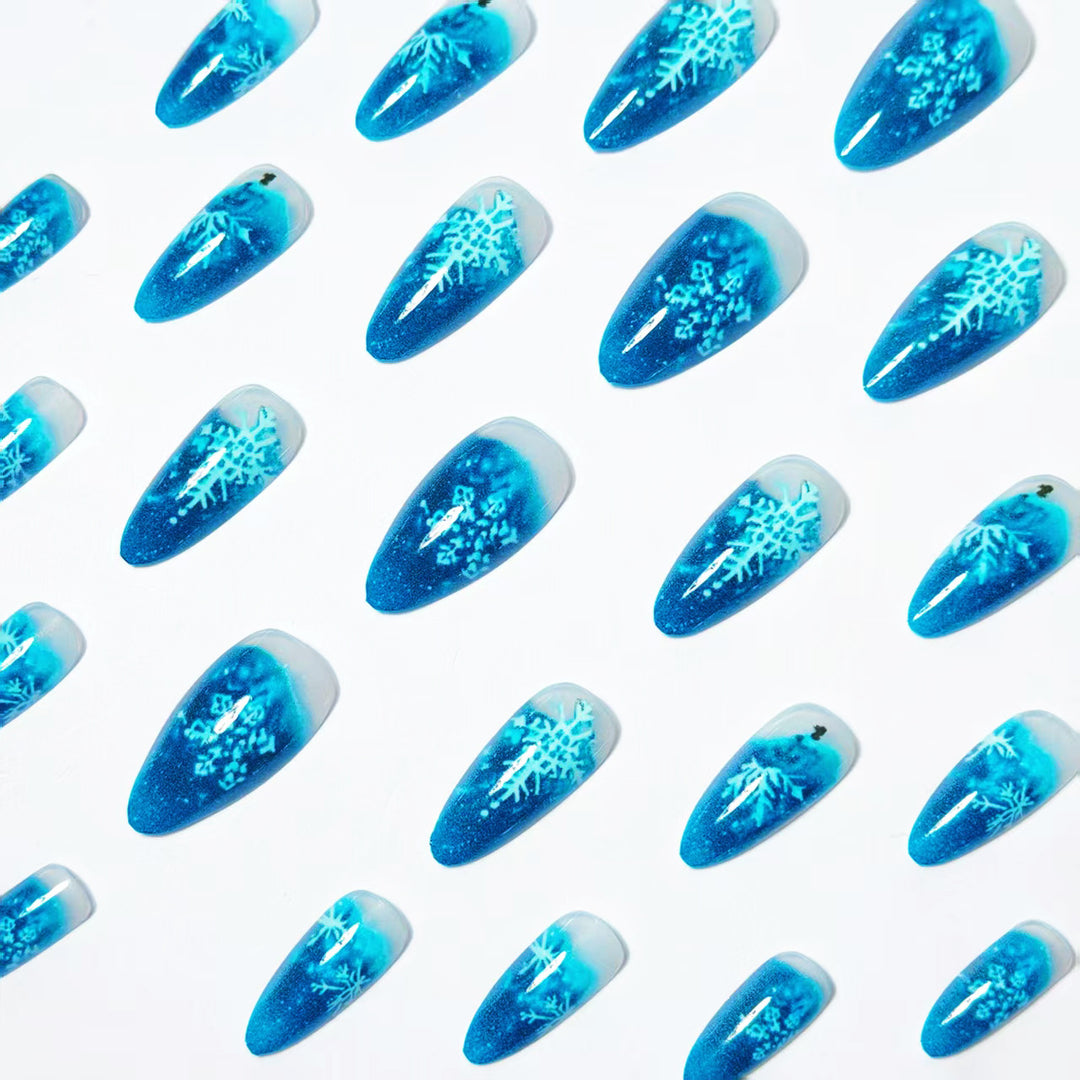 Snowflake Pattern Stiletto Nail Art Bowlift