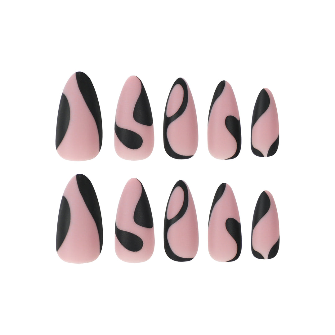 Artful Nail Art with Creative Black-and-White Design Bowlift