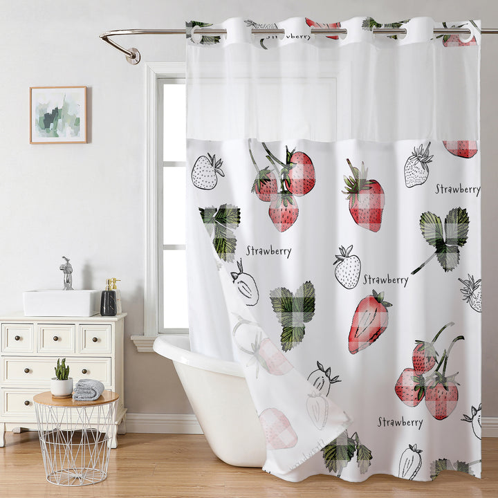 Strawberry-Themed Shower Curtain Bowlift
