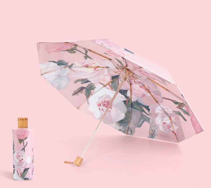 Ladies folding umbrella with floral patterns Bowlift