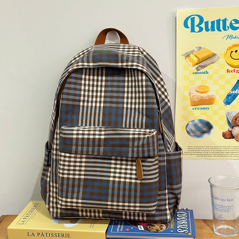 Plaid Patterned Casual Backpack Bowlift