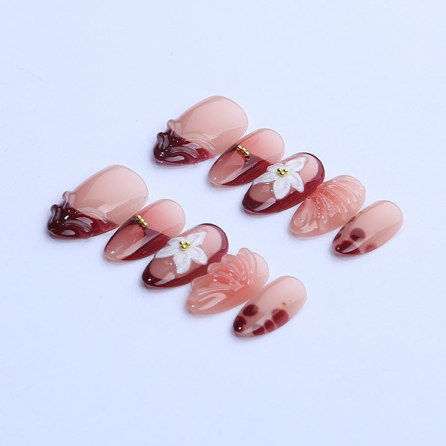 Elegant artificial nails with floral decor Bowlift