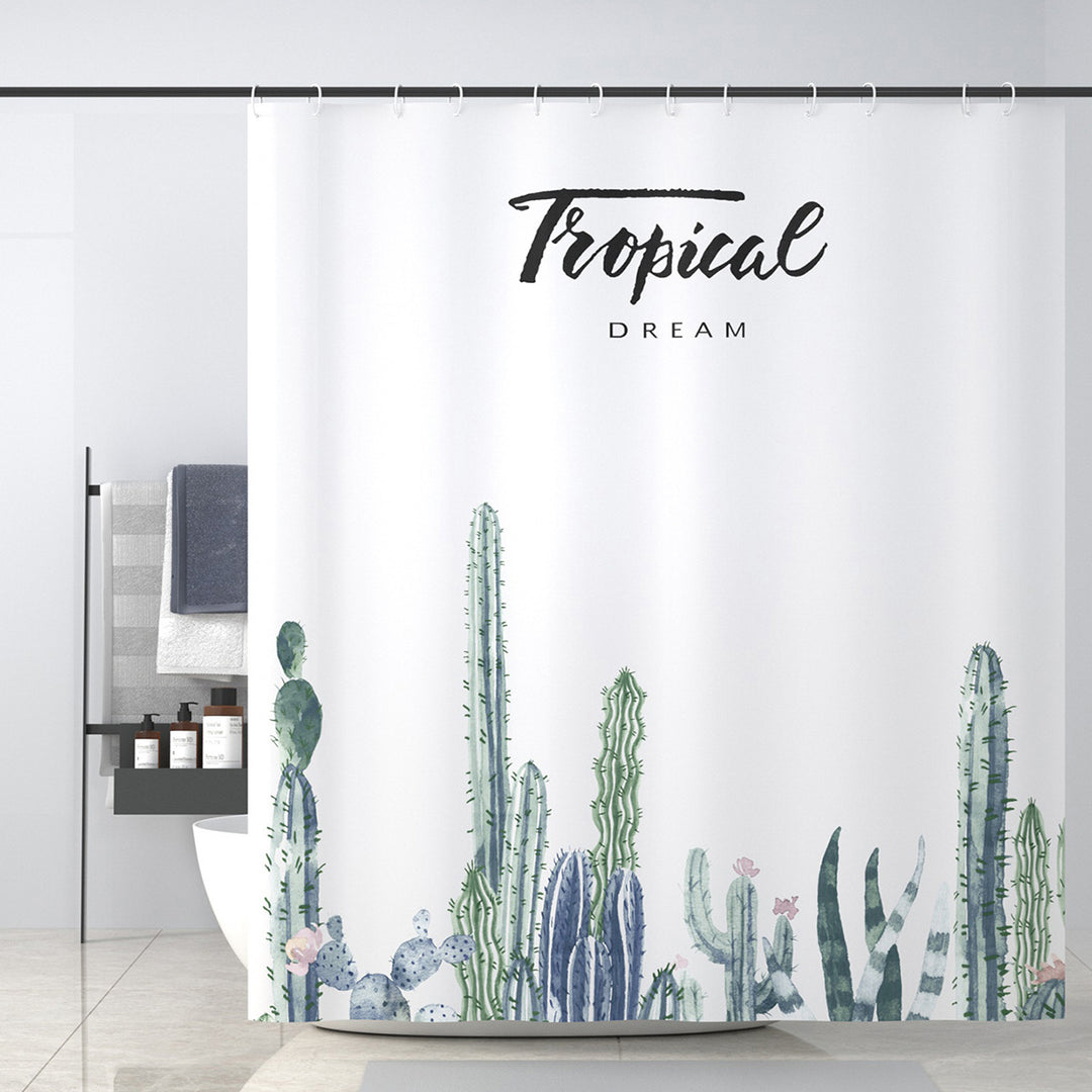 Tropical Cactus-Themed Shower Curtain Bowlift
