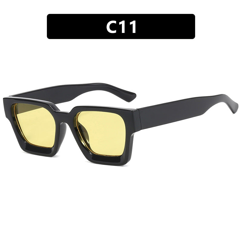 Ladies fashionable square sunglasses with sturdy frame and yellow lenses Bowlift