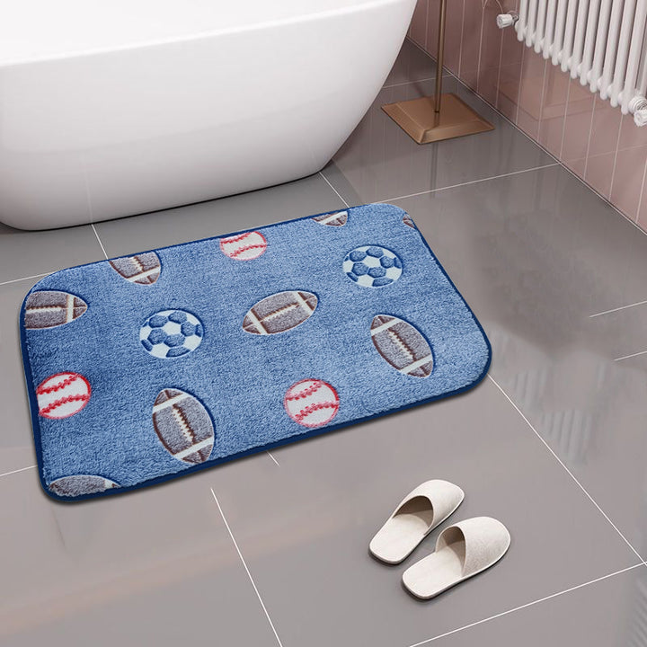 Star-Patterned Plush Bath Mat Bowlift