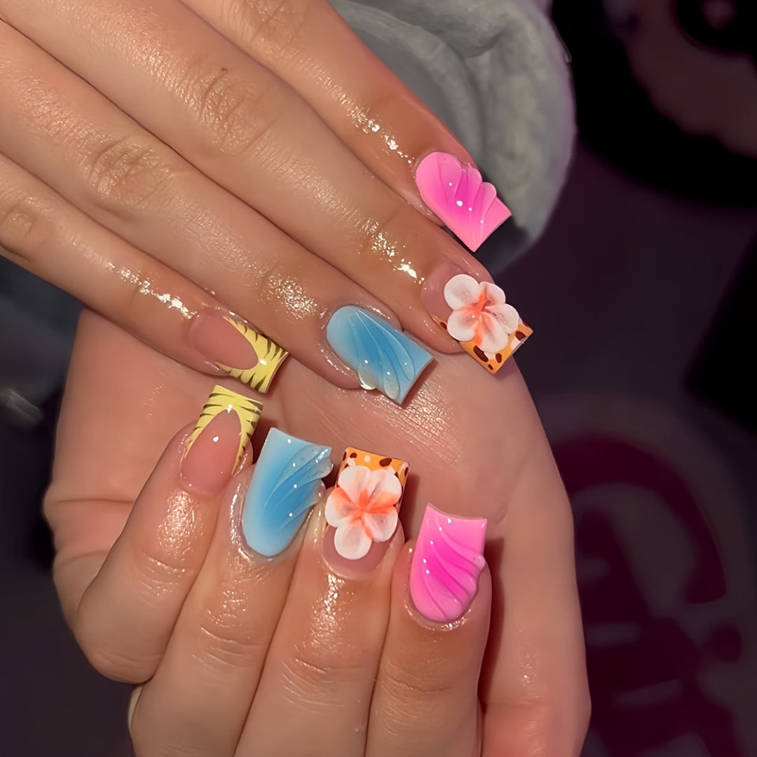 Floral Art Press-On Nails Bowlift