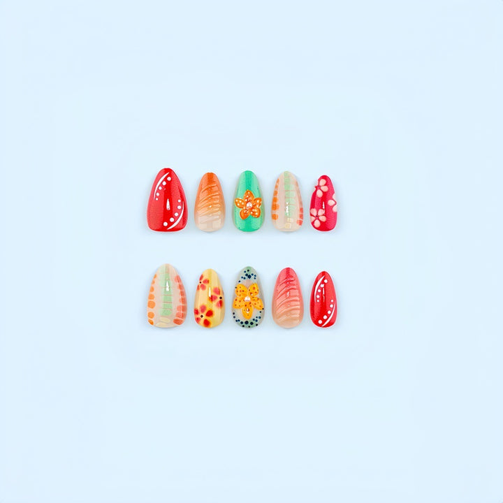 Creative floral design acrylic nails Bowlift