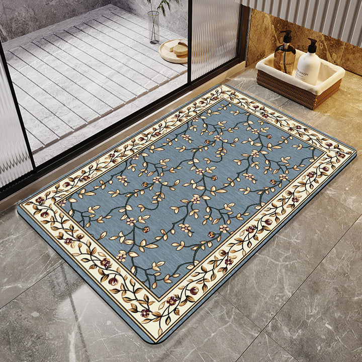 Elegant Vintage Floral Bath Mat Bowlift