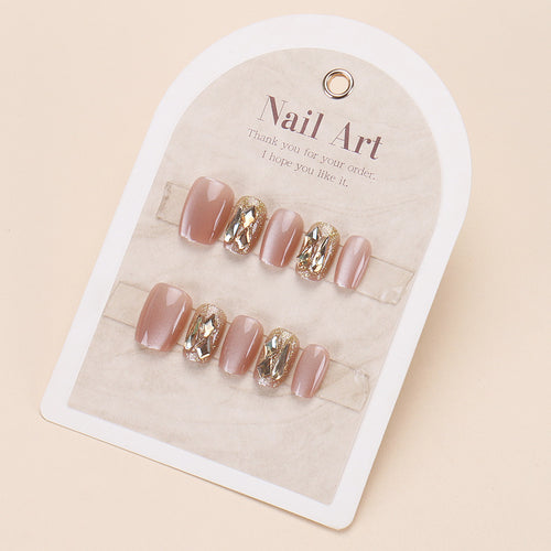Glamorous Press-On Nail Art Set with Rhinestone Accents Bowlift