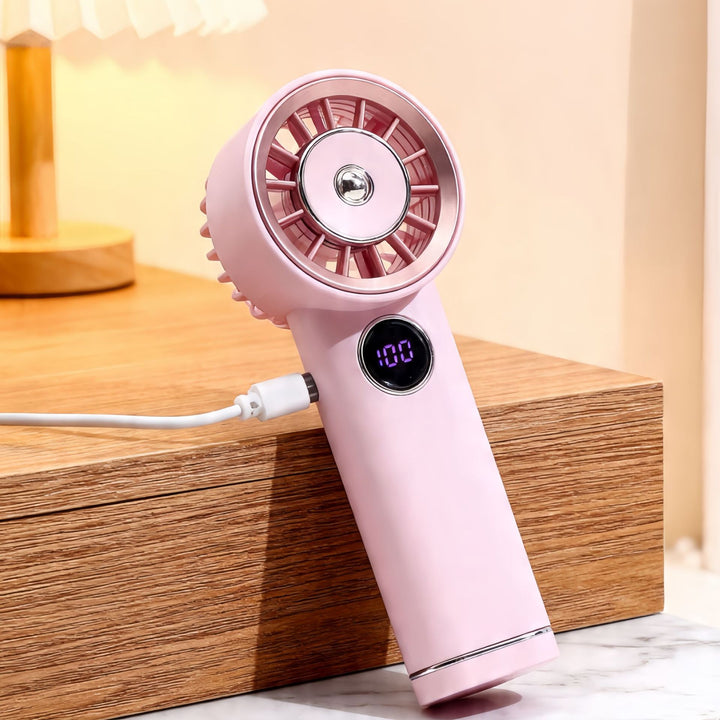 Women Portable Mini Fan with Digital Display Bowlift