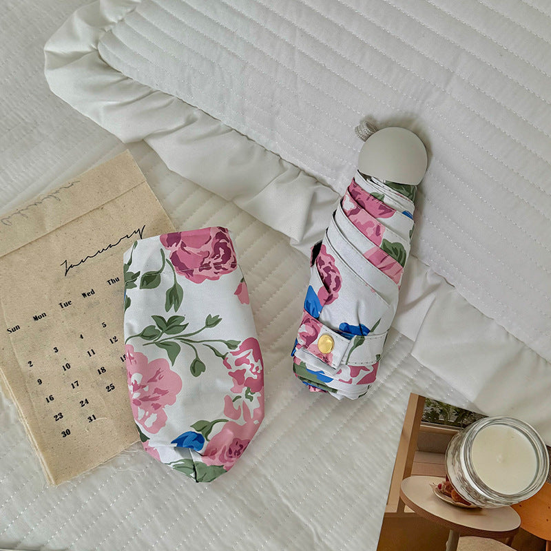 Women's Folding Umbrella with High-Quality Floral Design Bowlift