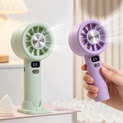 Women's portable hand fan with digital speed display Bowlift