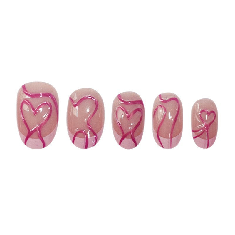 Artistic Heart Design Press-On Nails Bowlift