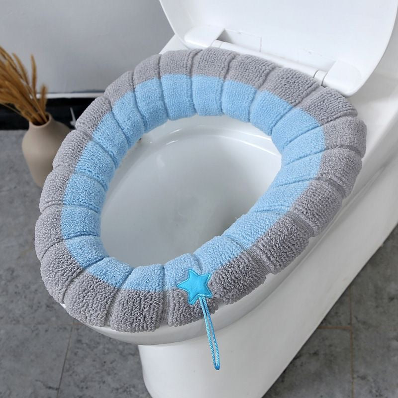 Chenille Plush Contoured Toilet Seat Cushion with Elastic Non-Slip Fit Bowlift
