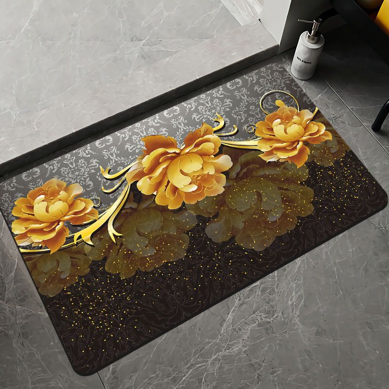 Elegant Floral Design Bath Mat Bowlift