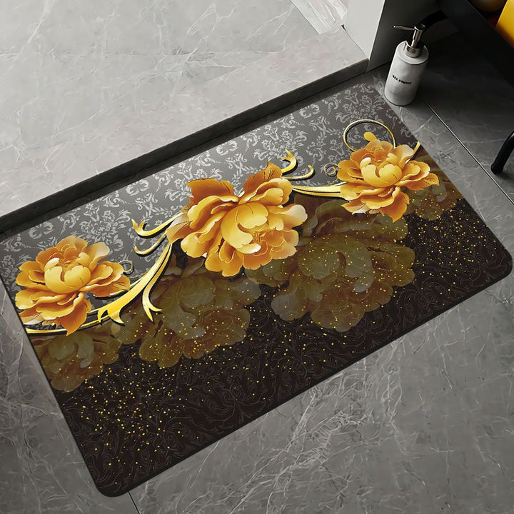 Elegant Floral Design Bath Mat Bowlift