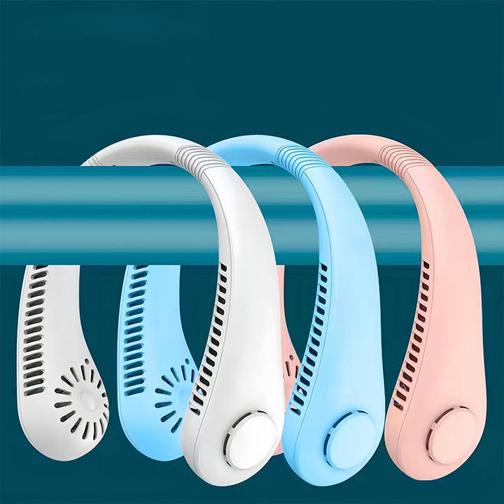 Cooling hands-free wearable neck fan with brushless motors and USB-C rechargeable Bowlift