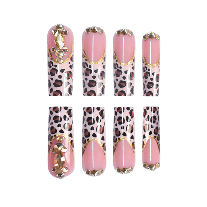 Artistic Leopard Print Nail Extensions Bowlift