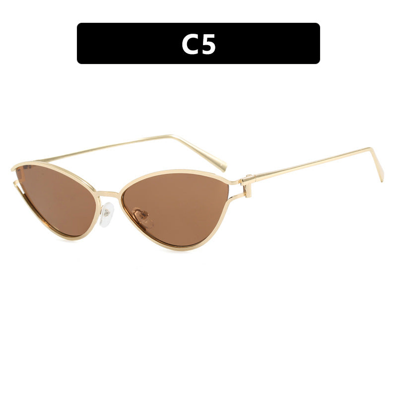 Women's Cat-Eye Sunglasses with Protective UV Filter and Elegant Metal Frame Bowlift