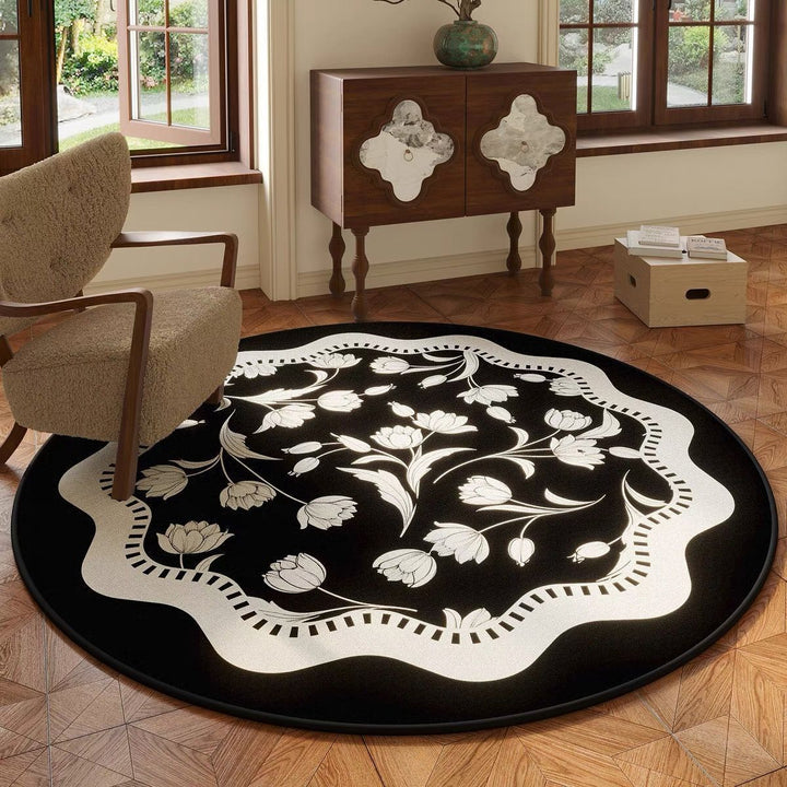 Luxurious Floral Patterned Round Area Rug