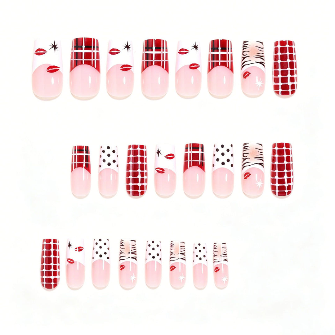 Artistic Press-On Nail Set with Unique Patterns Bowlift