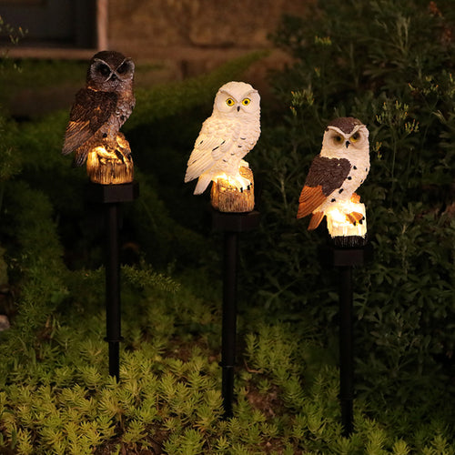 Solar-Powered Owl Garden Stake Light With Realistic Resin Perched Sculpture And Automatic Dusk-To-Dawn LED Bowlift