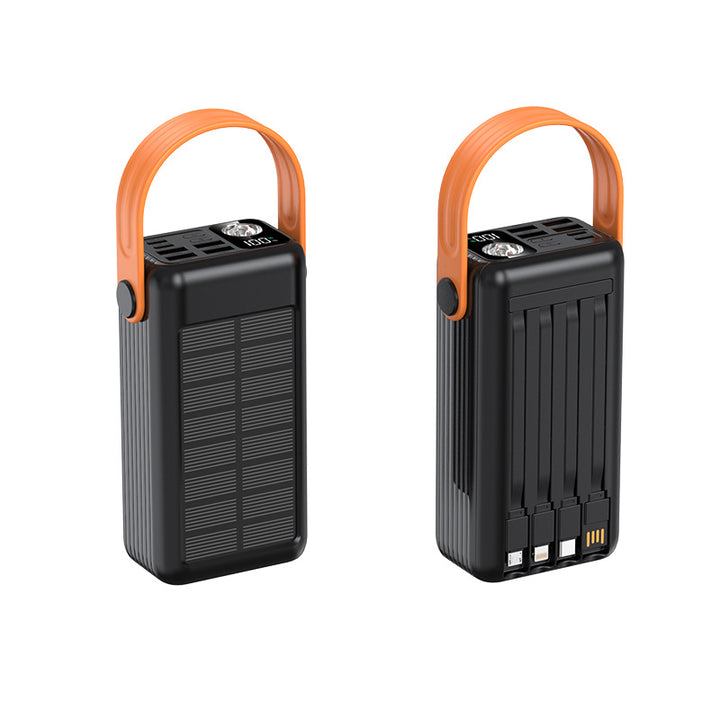 Portable Solar Power Bank with Integrated Cable Management and LED Display Bowlift