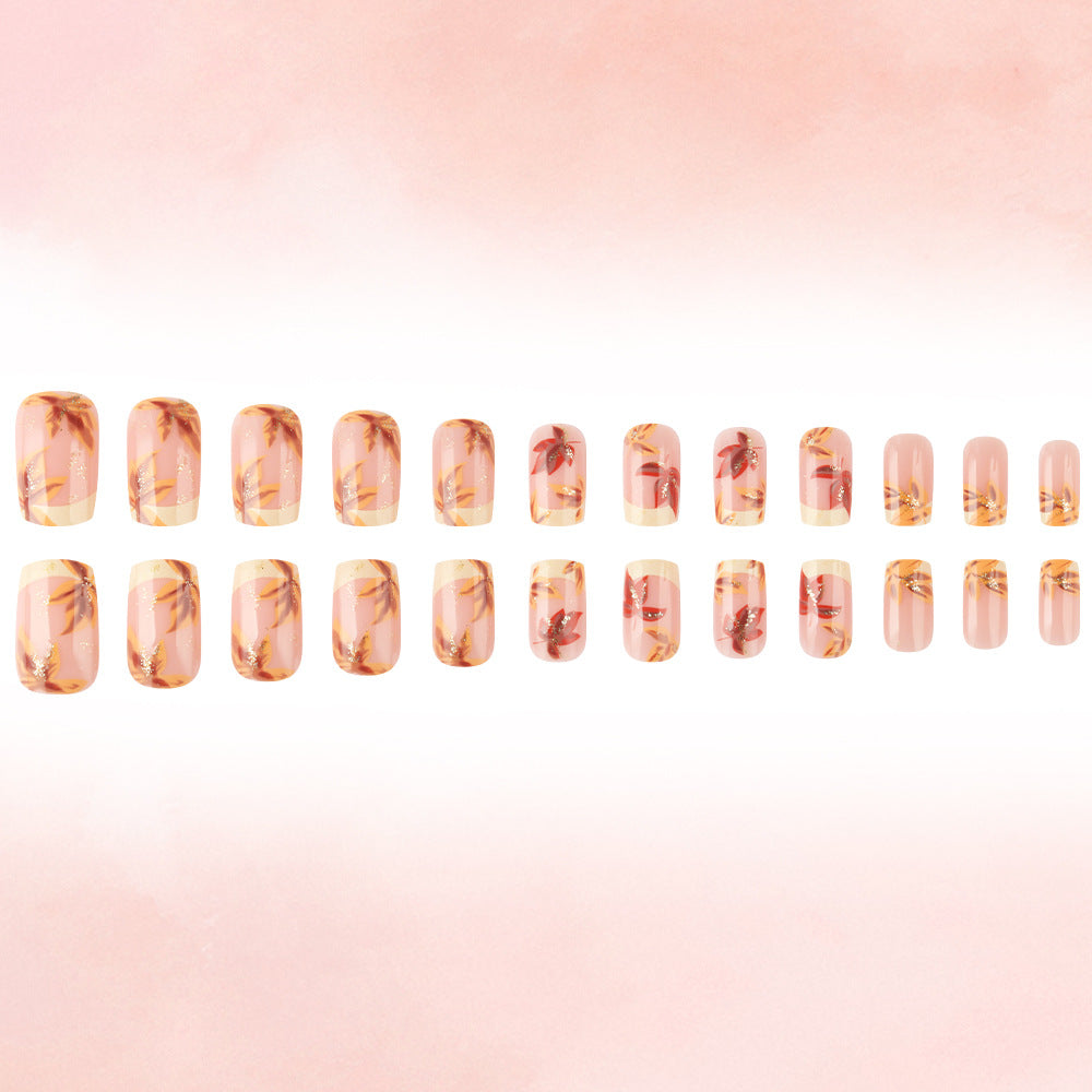 Artistic Press-On Nail Set with Floral Accents Bowlift