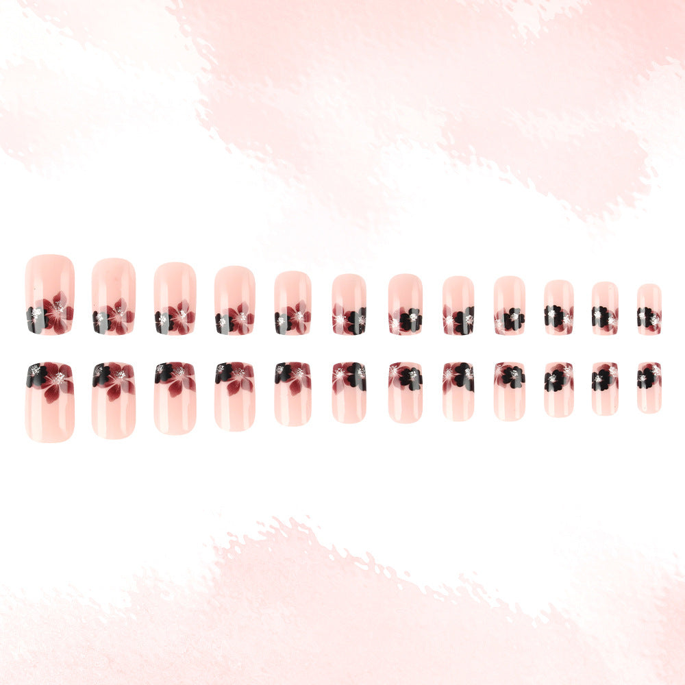 Elegant Floral Acrylic Press-On Nails Bowlift