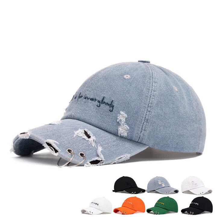 Unisex Distressed Sun Protection Cap Bowlift