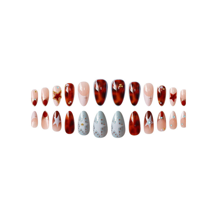 Decorative Stiletto Press-On Nails with Gemstone Accents Bowlift