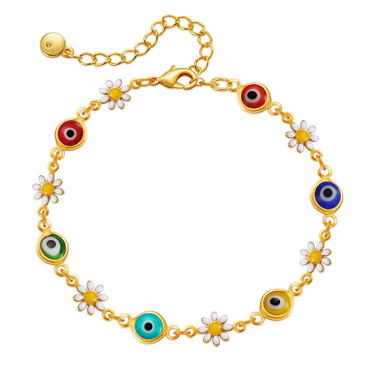 Floral Evil Eye Charm Anklet Bowlift