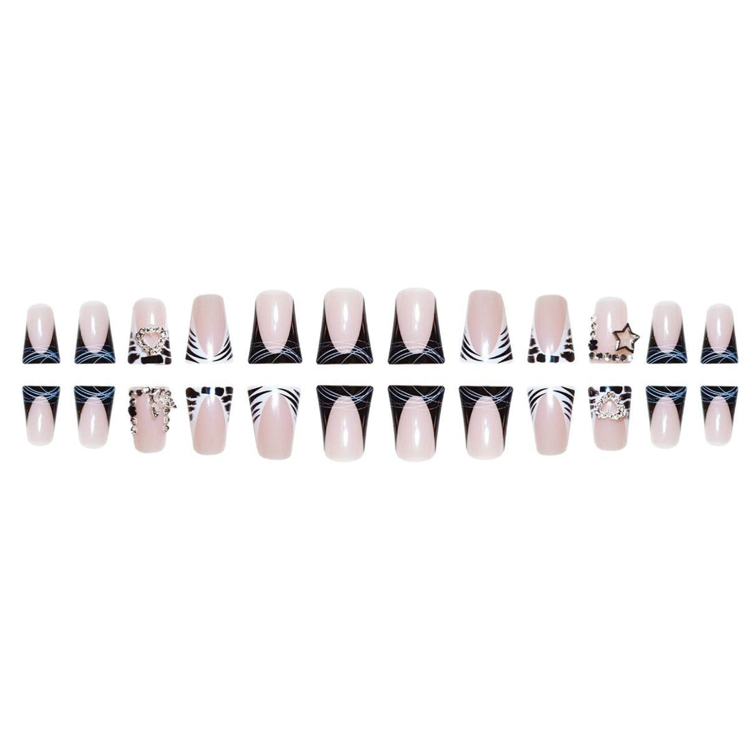 Glamorous Rhinestone Accent Nail Extensions Bowlift