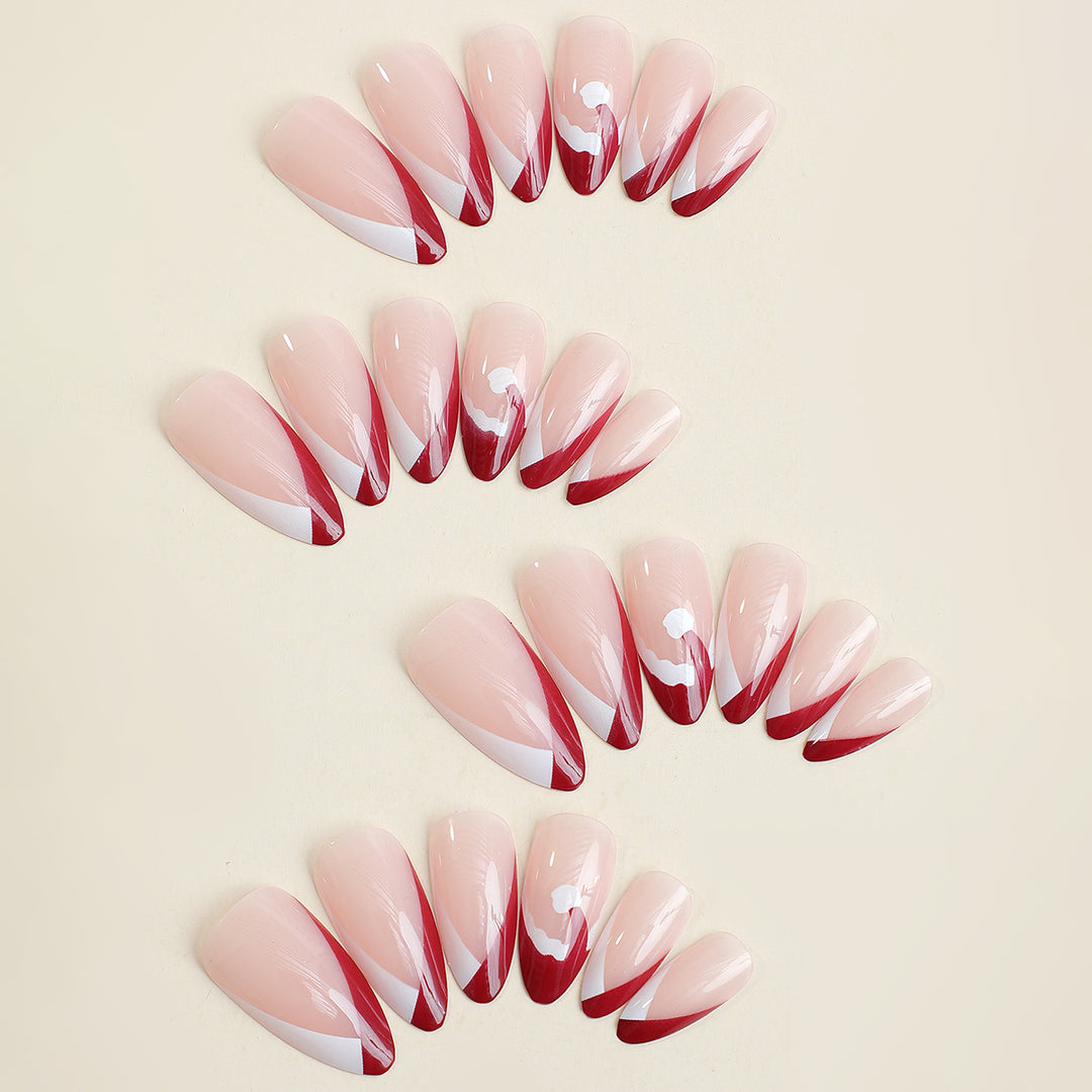 Acrylic nail set with stylish French tip design and elegant color gradients Bowlift