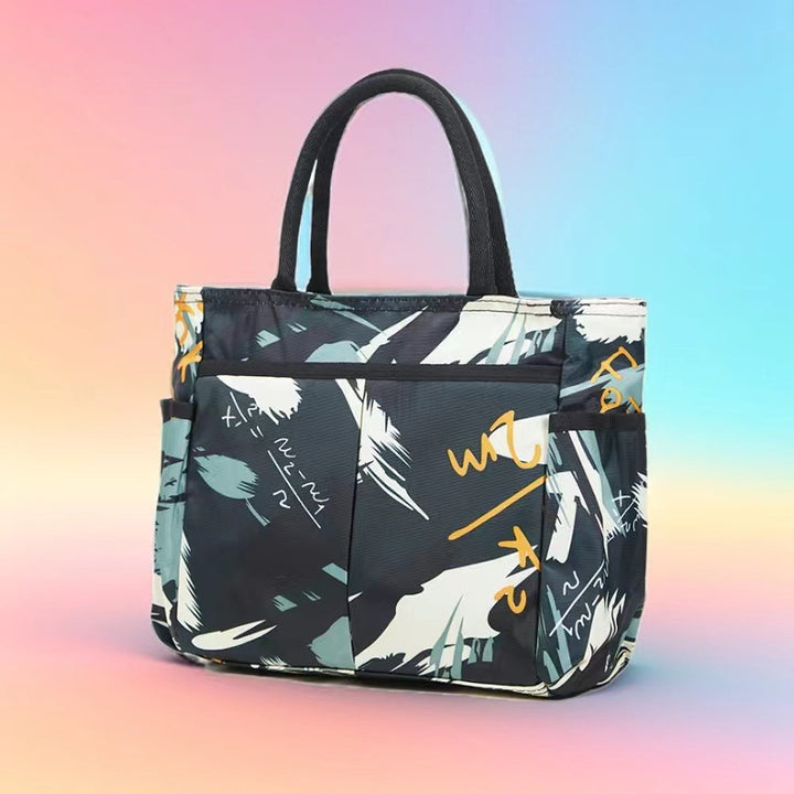 Multi-Pocket Candy Print Tote Bag Bowlift