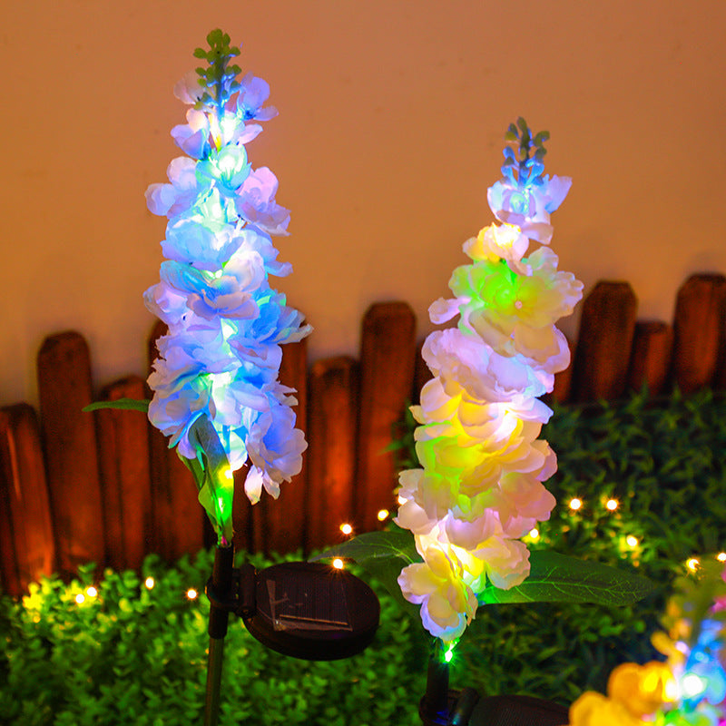 Tall Artificial Delphinium Floral Stake With Adjustable Metal Ground Spike And Removable Clamp Bowlift