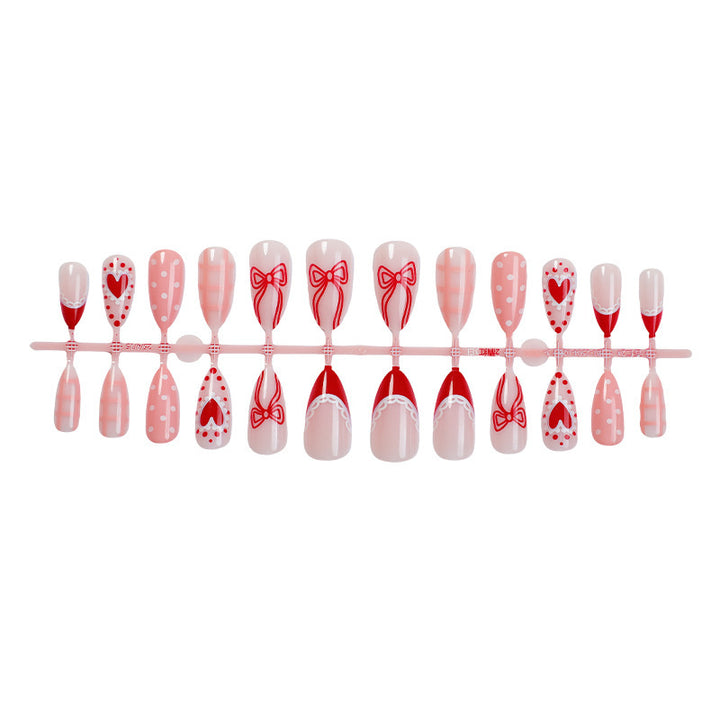 Creative Nail Art Set with Romantic Bow, Heart, and Dot Designs Bowlift